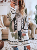 Frauen White Poncho Geometric Tatting Wärmeerhaltung Mantel Poncho Cape