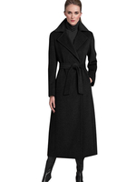 Frauen Winter Mantel 2021 Schwarz Wolleen Belted Lange Linie Wickeln Mantel
