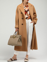 Frauen Wintermantel Khaki Turndown Kragen Langarm Taschen Wickelmäntel