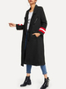 Frauen Wintermäntel Schwarz Turndown Kragen Langarm Peacoat