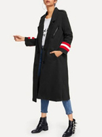 Frauen Wintermäntel Schwarz Turndown Kragen Langarm Peacoat