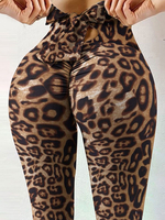 Frauen Yoga Hosen Leopardenmuster Bögen Polyester dünne Hose