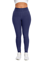 Frauen Yogahosen Dunkle Marine Polyester Hochhose Taille Röhrenhose