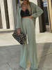 Frauen zweiteilige Sets Mintgrün Polyester Casual Langarmhemd Wide Pants Casual Outfit