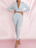 Frauen zweiteilige Sets Pink Polyester Casual Pants Spring Langarm Bluse Outfit