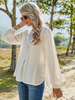 Frauenhemd Weißer Polyester Juwelenhals Kurzarm Semmer Casual Tops