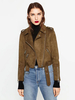 Frauenjacke Kaffee braune Umdrehungskragen Langarm Wildleder Windsicher Jacke
