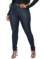 Frauenjeans-zufällige Knöpfe angehobene Taillen-Denim-Jeans