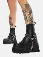 Frauenketten Rund-TOE PU-Leder-Knöchelstiefel in
