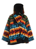 Frauenmantel Bedruckter High Collar Hooded Casual Color Block Schwarzer Wintermantel