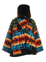 Frauenmantel Bedruckter High Collar Hooded Casual Color Block Schwarzer Wintermantel