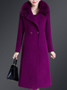 Frauenmantel Dark Navy Umlegekragen mit langen Ärmeln Knöpfe geschichtet Retro Wrap Coat