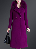 Frauenmantel Dark Navy Umlegekragen mit langen Ärmeln Knöpfe geschichtet Retro Wrap Coat