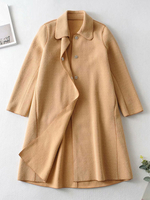 Frauenmantel Kamel Turndown Kragen Langarm Casual Wollmantel