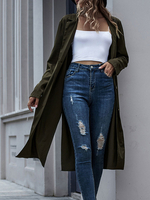 Frauenmantel Turndown Collar Casual Hunter Green Wickelmantel