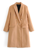 Frauenmantel Turndown Kragen Langarm Knöpfe Khaki Maxi Mantel