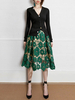 Frauenrock Grüne Spitze Color Block Lace Sheer Mittlere Wadenlänge Natürliche Taille Herbst- und Winterhosen