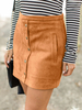 Frauenrock Kaffee Brown Buttons Wildleder Short Autumn Frauen Bottoms With Pockets