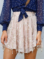 Frauenrock Rosa Pailletten Polyester Kurze Herbst- und Winterfrauenböden