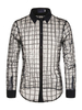Freizeithemd Männer Sheer Mesh Plaid Turndown Collar Shirts