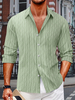 Freizeithemden für Männer Button-Down-Streifen Langarm Strukturierte Sommer-Strandhemden