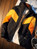 Frühling Männer Jacke Grommet Reißverschluss Farbe Block Freizeitjacke Stehkragen Baumwolle Outwear