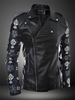 Gedruckte kausale Herrenlederjacke 2020 Surplice Zipper gestaltete Kragen