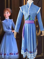 Gefrorene Prinzessin Anna Cosplay Kostüm Blau Polyester Film Cosplay Kostüm Set