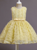 Gelbe Blumenmädchenkleider Jewel Neck Ärmelloser Reißverschluss Baumwollmischung Polyester Kinder Partykleider