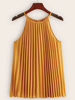 Gelbe Cami Top Plissee Chiffon Casual Sommer Tops für Frauen