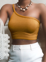 Gelbe Cami Top Straps Hals Baumwollmischung Casual Camis für Frauen