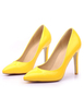 Gelbe High Heels spitz Zehen Damenslip PU auf Pfennigabsatz Pumpen