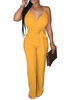 Gelbe Jumpsuit-Träger Hals ärmelloses Sommer-One-Piece-Outfit