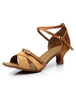 Gelbe lateinamerikanische Tänze Sandalen Straps Satin Heels für Frauen