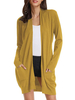 Gelbe Wolle Langarm Pullover Cardigans für Frauen