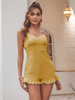 Gelber Bodycon Playsuit Ärmelloses; natürliches Taillen-Polyester; lockeres Sommer-One-Oiece-Outfit