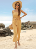 Gelber Overall Träger Hals Ärmellos Polyester Kurz Sommer Einteiler Outfit