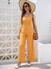 Gelbes breites Sommer-Einteiler-Outfit aus Polyester