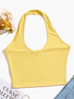 Gelbes Cami Top Neckholder Polyester Backless Athletic Damen Camis