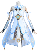 Genshin Impact Lumine Cosplay Kostüm Polyester Kleid Beinschiene Kostüm Set