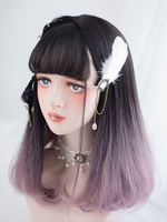 Gerade Lolita Perücke Blunt Fringe Ende Curl Layered Ombre Harajuku Lolita Perücke