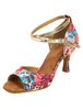 Gesellschaftstanz Floral Print Damenschuhe Vintage angepasst High Heel Tanzschuhe