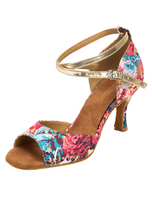 Gesellschaftstanz Floral Print Damenschuhe Vintage angepasst High Heel Tanzschuhe