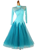 Gesellschaftstanz Kleid Kostüme Cyan Blau Frauen Lycra Spandex Set Kleid Dancing Wear
