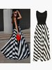 Gestreiftes Bodenlanges Sommerkleid in Schwarz