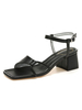 Gladiator Sandalen Schwarz Leder Open Toe Buckle Chunky Heel Damenschuhe