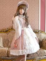 Glamourös Lolita Kleid Baumwollfasern mit Trägern und Rüschen im süßen und hübschen Style