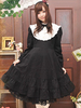 Glamourös Lolita Kleid mit langen Ärmeln gotisch in Schwarz