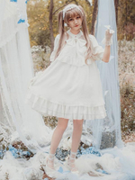 Glamourös Lolita Kleid mit Stehkragen und halben Ärmenln im süßen und hübschen Style und Schleife