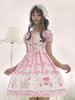 Glamourös Lolita Kleid mit viereckigem Ausschnitt und kurzen Ärmeln im süßen und hübschen Style und Falten